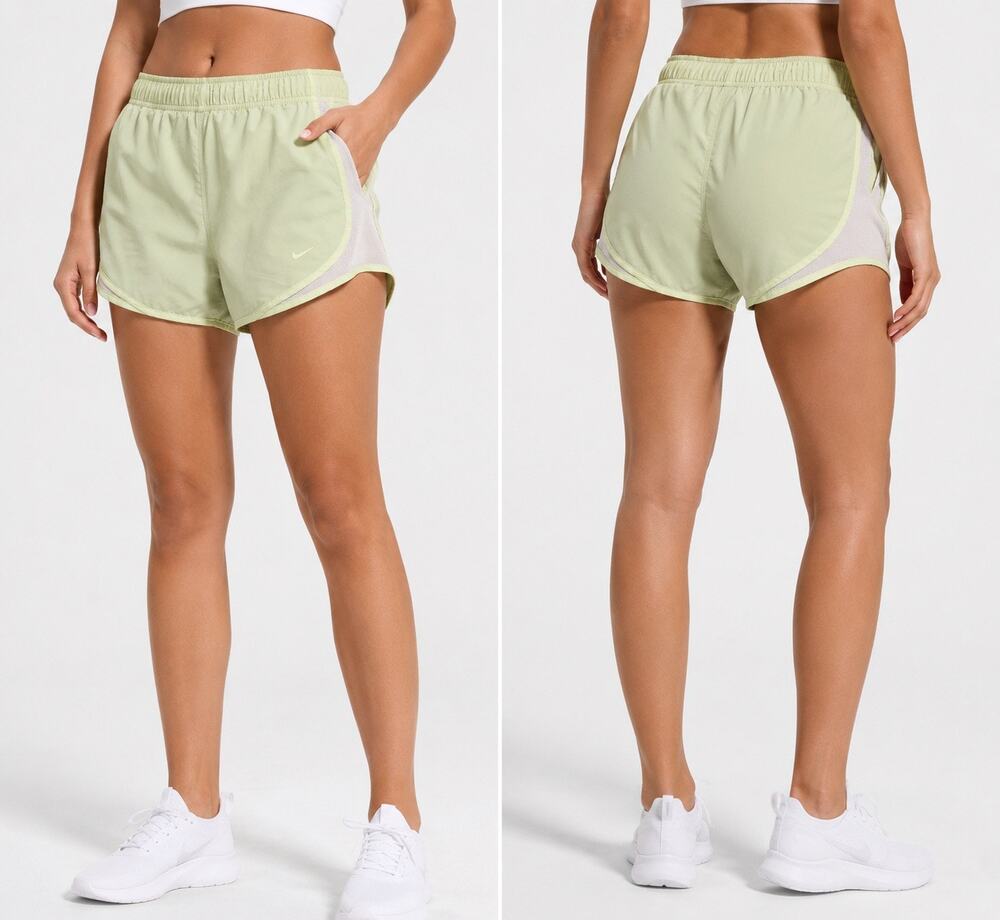 Nike Dri-FIT Women’s Running Shorts Medium Light Green Mesh Lined Athletic gym